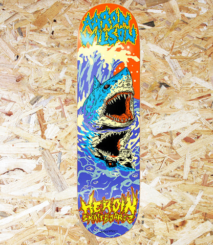 Heroin Skateboards, Aaron Wilson, ‘Reflections’, Deck, 8.5″, Blue, Level Skateboards, Brighton, Local Skate Shop, Independent, Skater owned and run, south coast, Level Skate Park.
