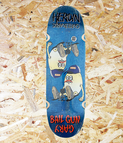 Heroin Skateboards, ‘Bail Gun Gary 4’, Deck,  9.75″, Blue, Level Skateboards, Brighton, Local Skate Shop, Independent, Skater owned and run, south coast, Level Skate Park.
